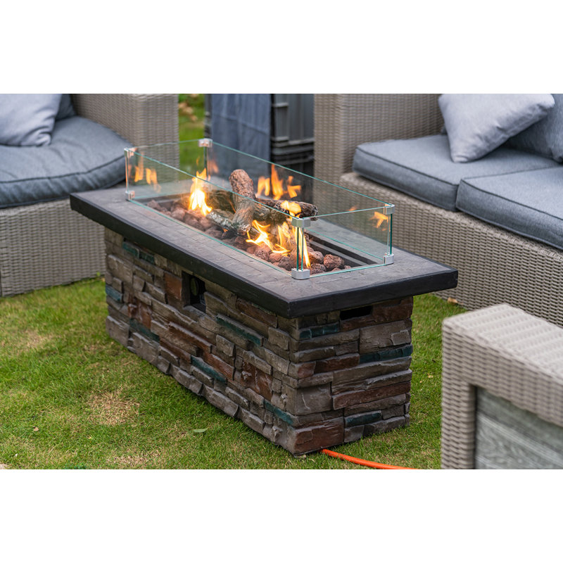 Loon Peak® Sigmon Concrete Natural Gas Fire Pit Table Insert Wayfair
